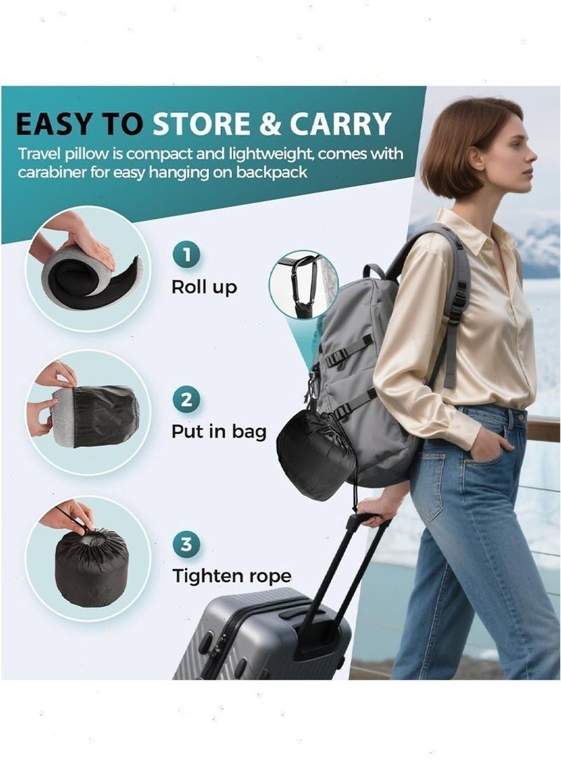 بوميفار وسادة رقبة للسفر من رغوة الذاكرة، دعم رقبة مريح ومريح للجسم مع قناع عين وسدادات أذن وحقيبة تخزين، وسادة خفيفة الوزن ومحمولة للطائرة والحافلة والسيارة والمكتب核心优化点： - Image 4