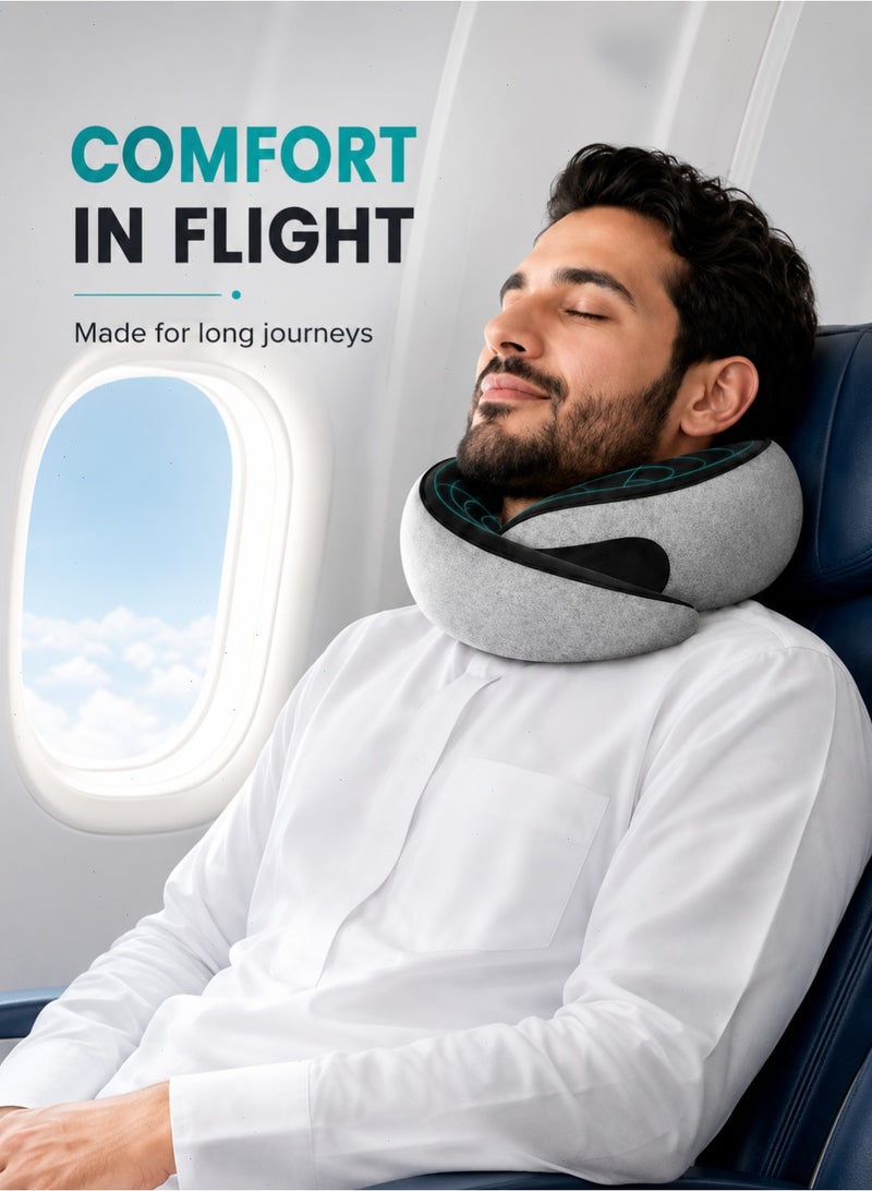 Pomefar Ergonomic Travel Neck Pillow, Memory Foam Neck Support Pillow with Eye Mask & Earplugs, Lightweight Portable for Airplane, Car, Bus, Office & Home - Image 5
