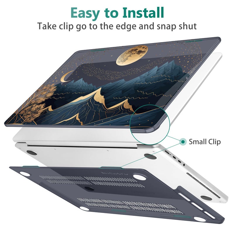 May Chen Case for MacBook Pro 14 inch, Models A2442 A2779 A2918 A2992 A3401 A3185 A3112 A3434, M1 M2 M3 M4 M5 Chip (2021-2025 Release), Plastic Hard Shell Case with Keyboard Cover, Starry Mountain - Image 4