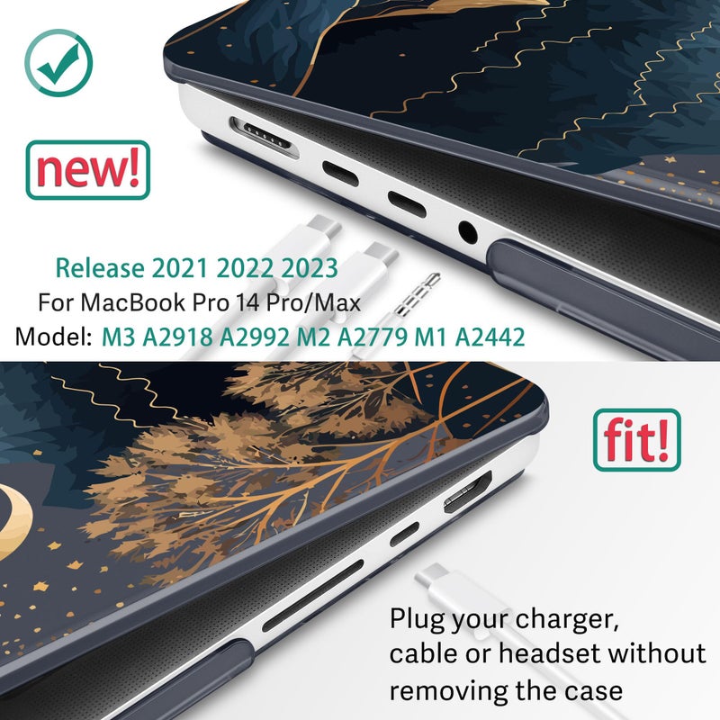 May Chen Case for MacBook Pro 14 inch, Models A2442 A2779 A2918 A2992 A3401 A3185 A3112 A3434, M1 M2 M3 M4 M5 Chip (2021-2025 Release), Plastic Hard Shell Case with Keyboard Cover, Starry Mountain - Image 2