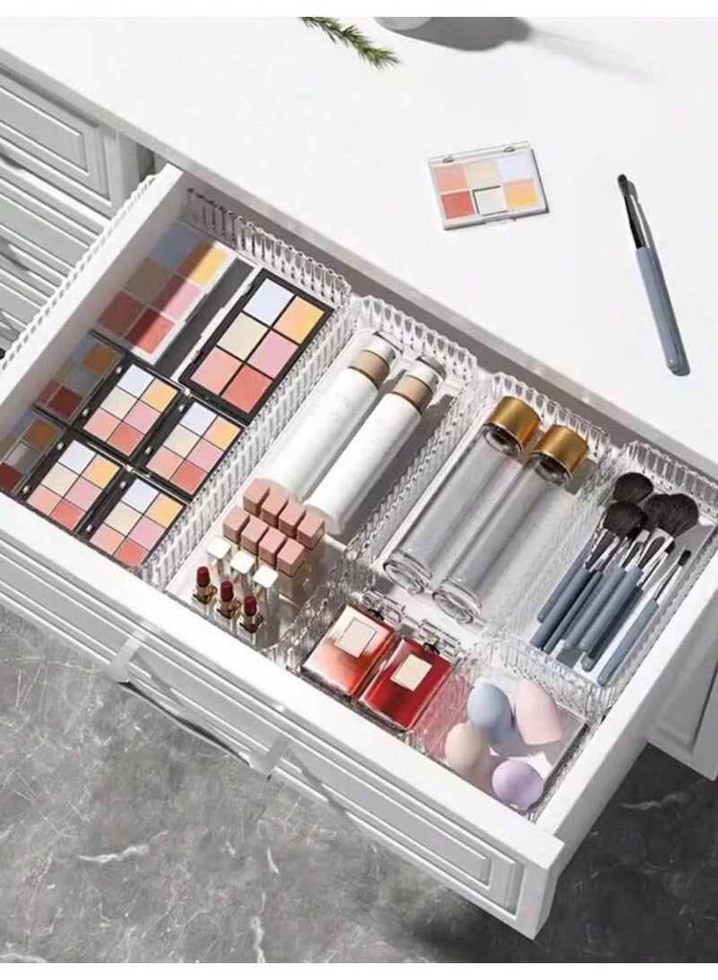 8-Piece Multi-Purpose Drawer Organizer – High-Quality Clear Acrylic Material for Organizing Accessories, Cosmetics, and Stationery - Image 4