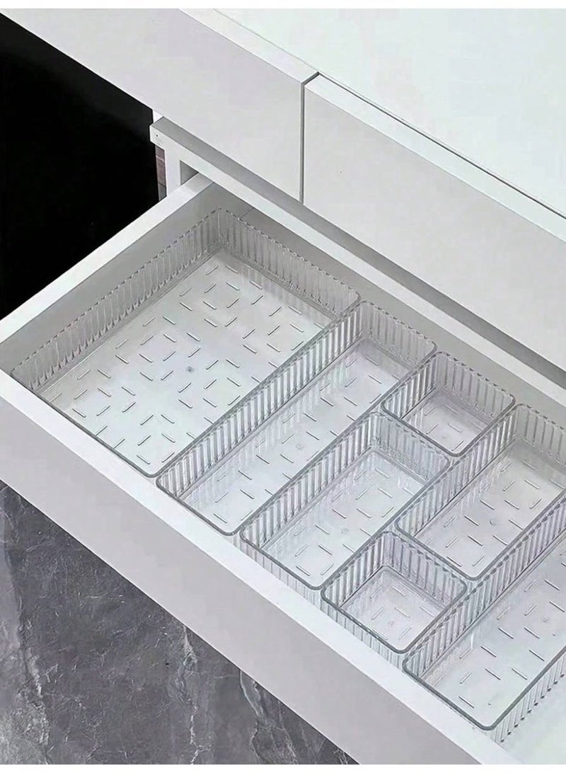 8-Piece Multi-Purpose Drawer Organizer – High-Quality Clear Acrylic Material for Organizing Accessories, Cosmetics, and Stationery - Image 3