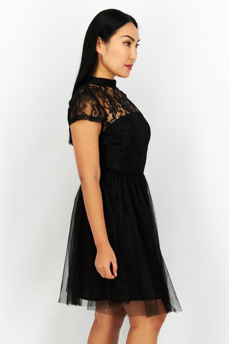 NA-KD Women Eyelet  Open Back Mini Dress, Black - Image 4