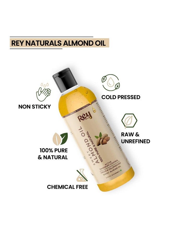 Rey Naturals Rey Naturals Sweet Almond Hair Oil (Badam Oil) | 100% Pure, Cold Pressed Almond Oil For Face, Skin & Hair | Rich In Vitamin-E | Oil For Soft, Shiny & Dandruff Free Hair | 200ml - Image 3
