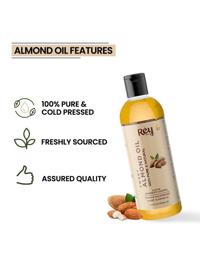 Rey Naturals Rey Naturals Sweet Almond Hair Oil (Badam Oil) | 100% Pure, Cold Pressed Almond Oil For Face, Skin & Hair | Rich In Vitamin-E | Oil For Soft, Shiny & Dandruff Free Hair | 200ml - Image 4