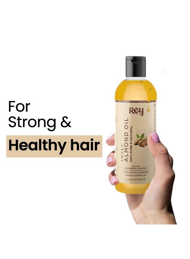 Rey Naturals Rey Naturals Sweet Almond Hair Oil (Badam Oil) | 100% Pure, Cold Pressed Almond Oil For Face, Skin & Hair | Rich In Vitamin-E | Oil For Soft, Shiny & Dandruff Free Hair | 200ml - Image 2