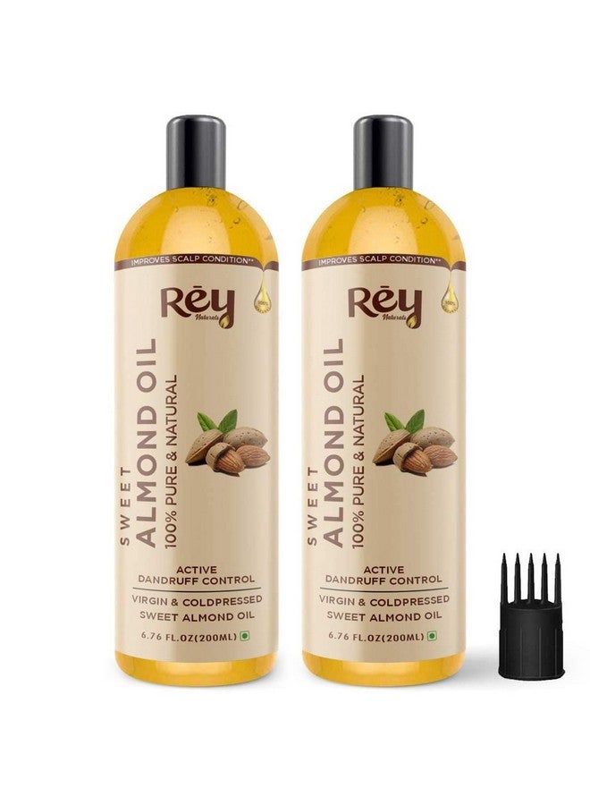 Rey Naturals Rey Naturals Sweet Almond Hair Oil (Badam Oil) | 100% Pure, Cold Pressed Almond Oil For Face, Skin & Hair | Rich In Vitamin-E | Oil For Soft, Shiny & Dandruff Free Hair | 200ml - Image 1
