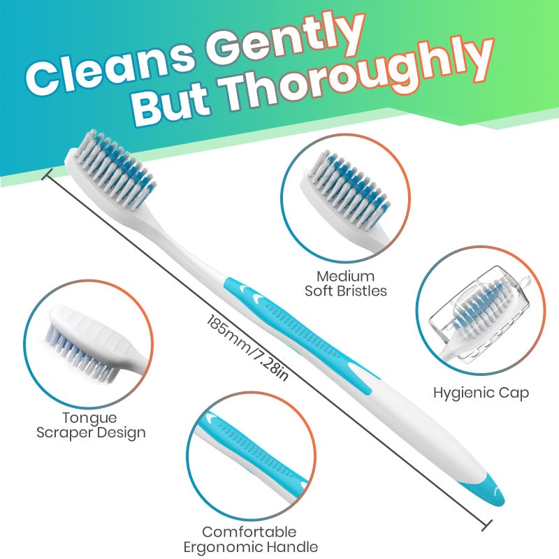Frekare 30 Pack Bulk Toothbrushes with Covers, Individually Wrapped Tooth Brush Pack for Adults & Kids, Disposable Toothbrush Medium Soft for Travel, Donations, Hotels - Image 4