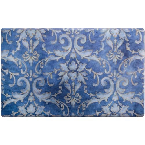 Home Dynamix SoHome Cozy Living Anti Fatigue Mat Kitchen Mat Non Slip Stain Resistant Easy Clean 1/2 Inch Thick Kitchen Floor Mats, Damask Blue 18" x 30" - Image 1