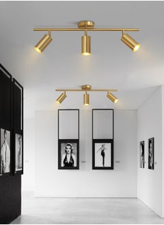 SP Gold Adjustable Track Lighting 3 Light Modern Ceiling Spotlight Modern Brushed Brass Flush Mount Ceiling Light Industrial Ceiling Pendant Light for Kitchen Utility Living Room  - Image 4
