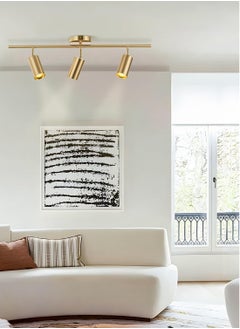 SP Gold Adjustable Track Lighting 3 Light Modern Ceiling Spotlight Modern Brushed Brass Flush Mount Ceiling Light Industrial Ceiling Pendant Light for Kitchen Utility Living Room  - Image 5