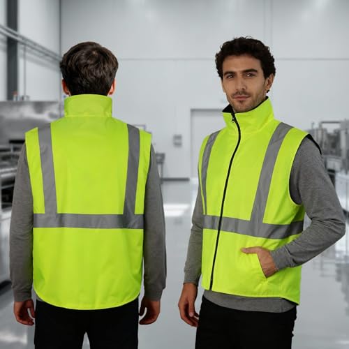 TCCFCCT Hi Vis Winter Safety Vest for Men Women with Fleece Inner, Reversible High Visibility Reflective Winter Work Jacket without Sleeves, Wind Resistant, Waterproof, 20V-Yellow 2XL - Image 5