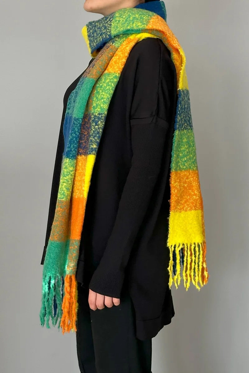REMSA Tassel Boucle Scarf Shawl 45X200 cm 1292 Orange