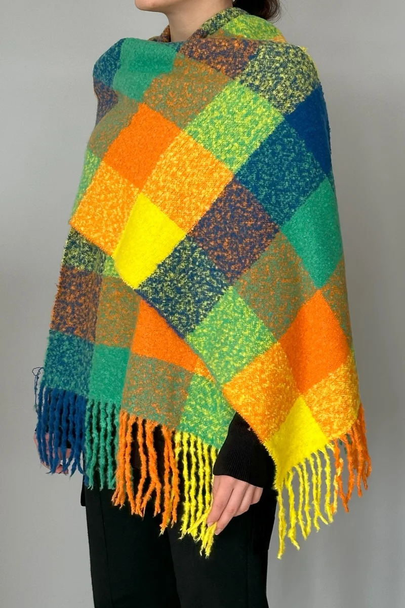 REMSA Tassel Boucle Scarf Shawl 45X200 cm 1292 Orange