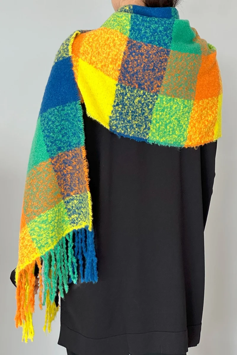 REMSA Tassel Boucle Scarf Shawl 45X200 cm 1292 Orange