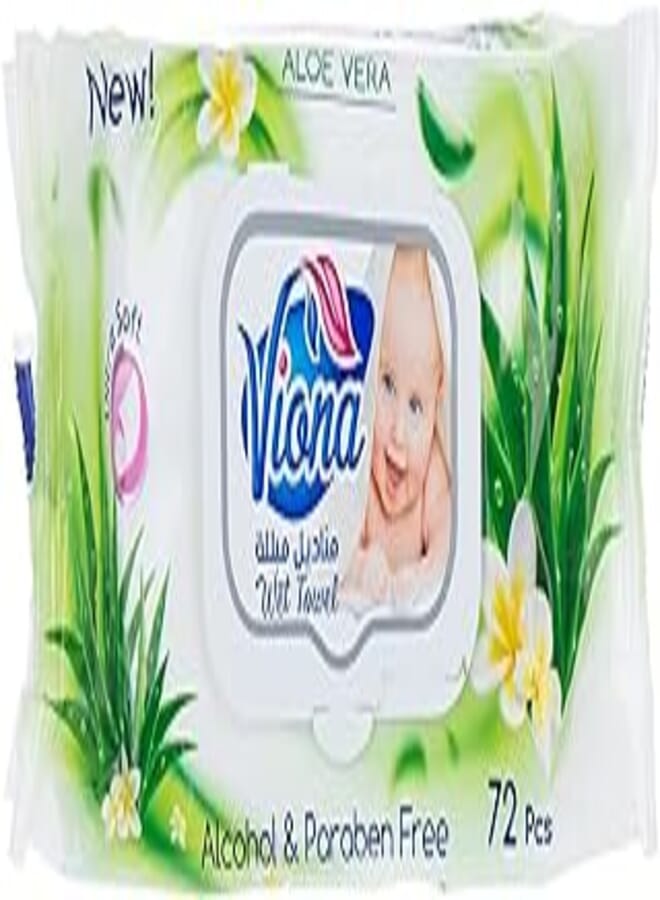 viona Viona aloe vera ultra soft baby wipes, 72 pieces