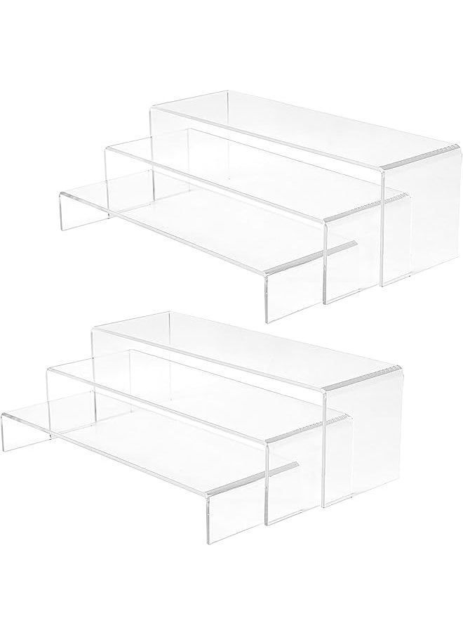 erorex Inch 6 Pcs Large Acrylic Risers 4 Inch Widen Clear Rectangular Amiibo Pop Figures Acrylic Display Stand  - Image 1