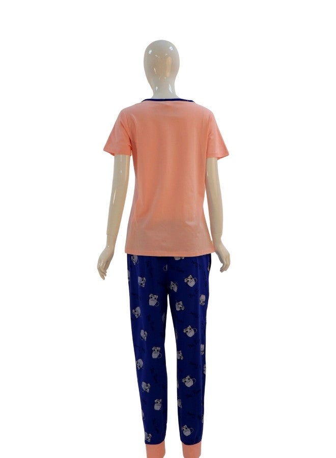 JOANNA JOANNA Women's Everything Away Print Short Sleeve Shirt & Long Pants Pajama Set, Baby Pink - Image 5