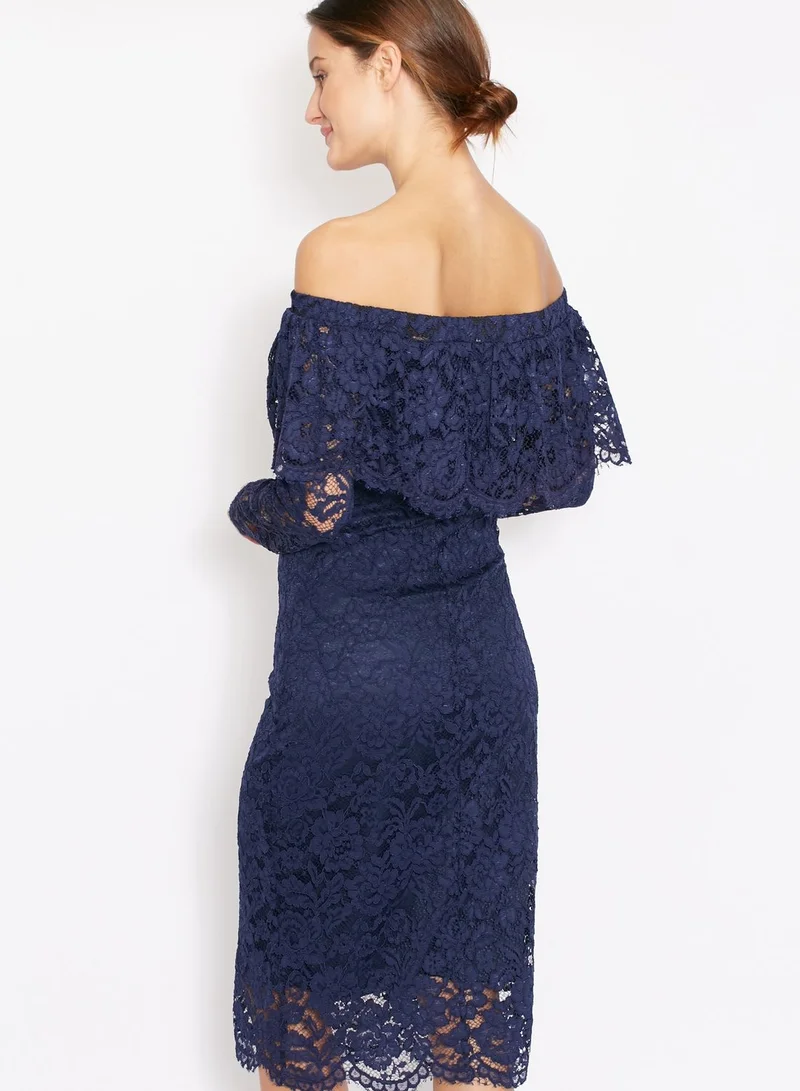 Ginger Urban Minx Lace Ruffle Bardot Dress