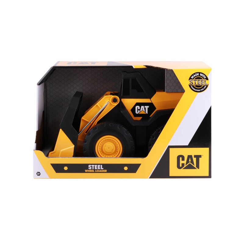 Cat Construction Toys, Steel Wheel Loader 16â€ - Real Steel Body, Working Arm & Bucket, Oversize All-Terrain Wheels, Heavy-Duty Construction Vehicle for Indoor/Outdoor Play, Kids Ages 3 + - Image 3