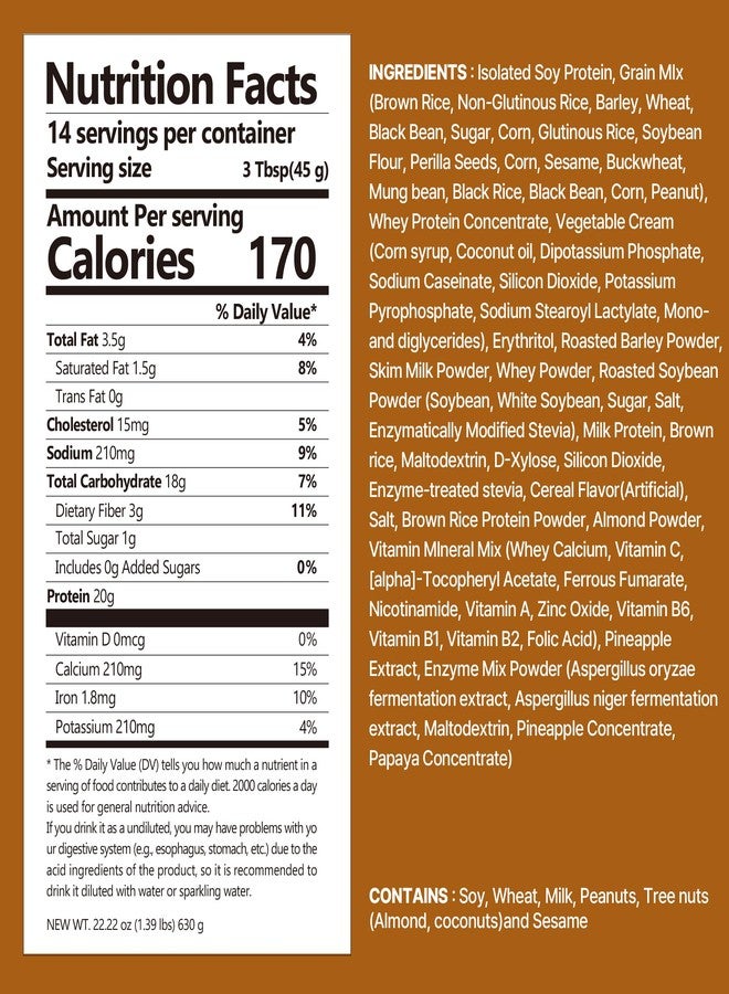 Flimeal Brown 17Grains Protein Shake, With Crunchy Protein Balls, Protein Smoothie Powder - 20g Protein, Low Sugar, Keto-Friendly Meal Replacement Shake, 22.22oz, 14 Servings, 14 Servings (1 X 22.22oz - Image 2