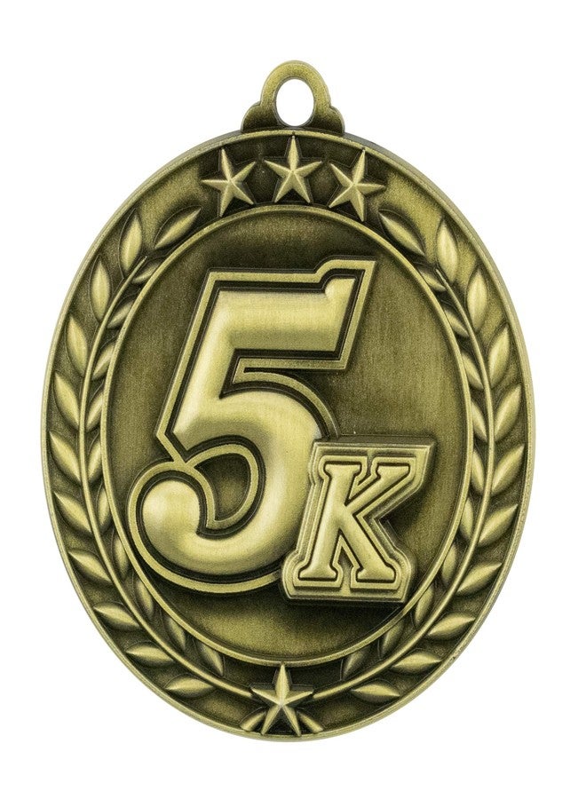 Express Medals 5K Run Race Walk Gold Medals Trophy Award with Neck Ribbons WAMG-995 - (Pack of 10) - Image 2