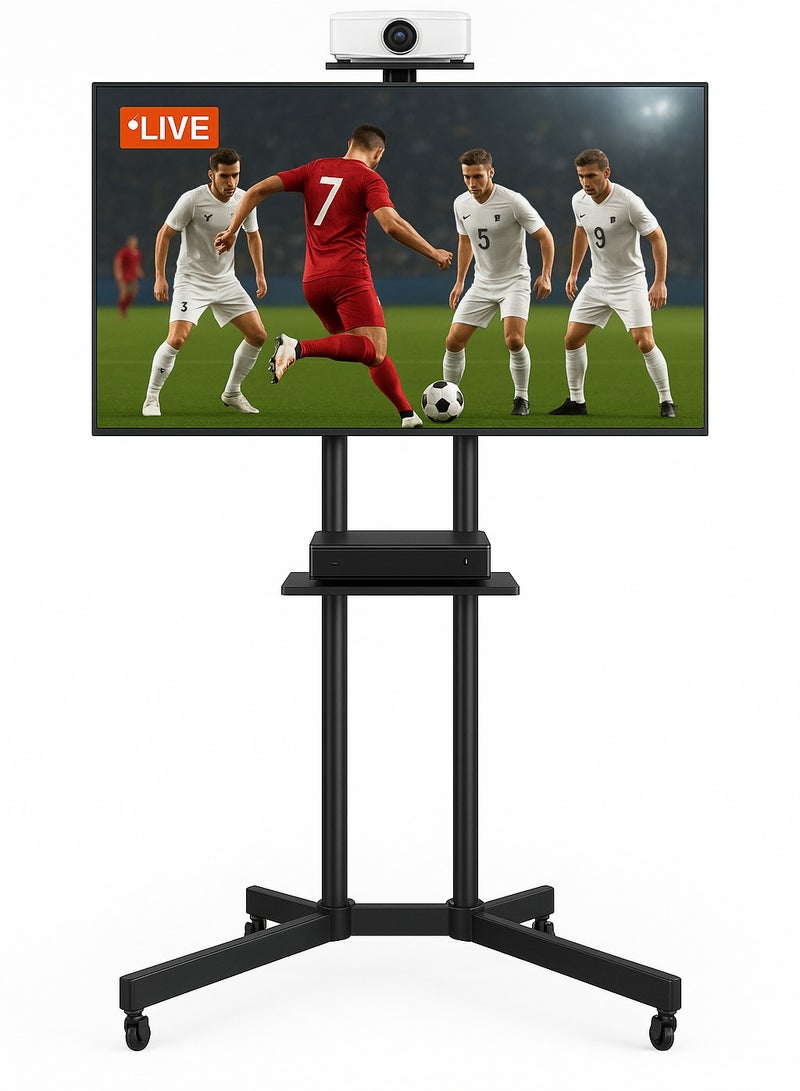 Dream Star Mobile TV Stand for 32-70 inch LCD LED Flat Panel Curved Screen, Height Adjustable Shelf Rolling Floor Stand with Wheels as a Movable Portable Stand, Max VESA 700x460mm - Image 1