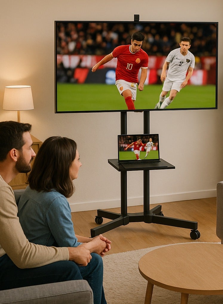 Dream Star Mobile TV Stand for 32-70 inch LCD LED Flat Panel Curved Screen, Height Adjustable Shelf Rolling Floor Stand with Wheels as a Movable Portable Stand, Max VESA 700x460mm - Image 2