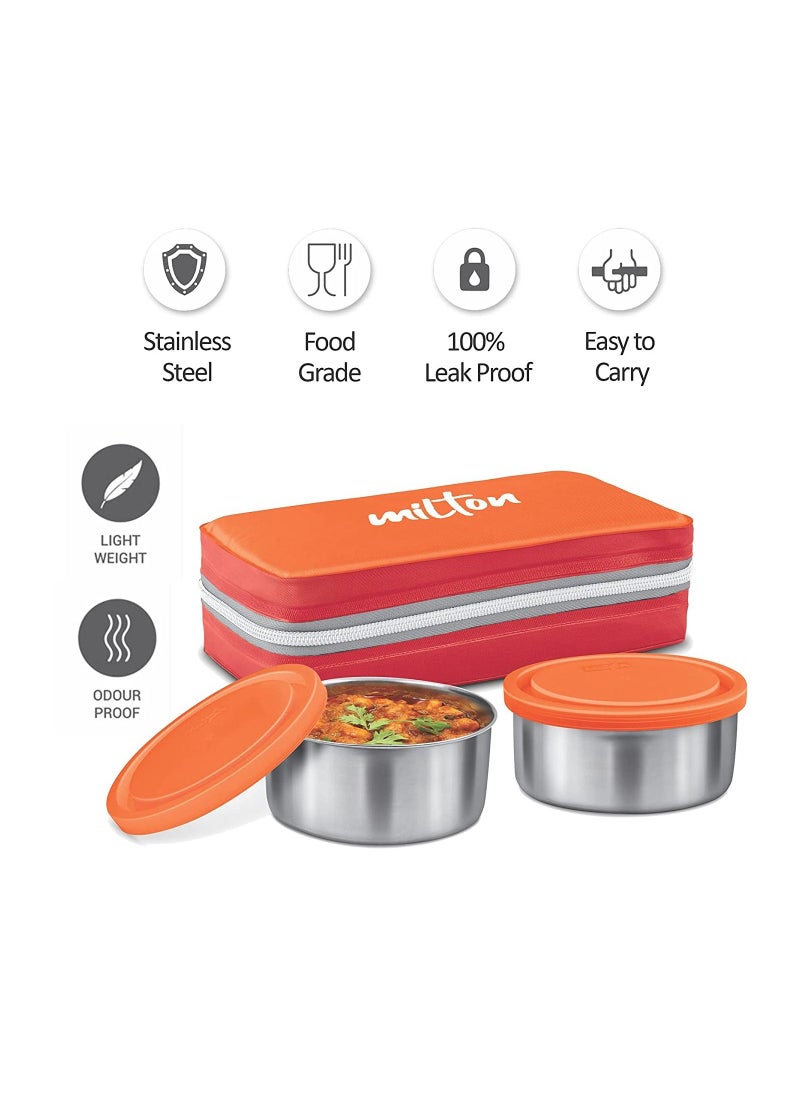 Mini Lunch Insulated Tiffin With 2 Containers, 560 Ml Each, Red
