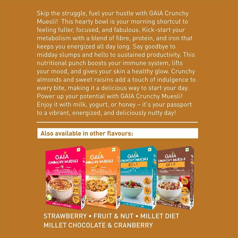 GAIA Nutty Delight Crunchy Muesli 375 gm Box - A Perfect Blend of Multigrains, Nuts, Oats and Cornflakes The Ultimate Healthy and Delicious Breakfast Cereals,Source of Protein, Zero Trans FatHigh Fiber - Image 3
