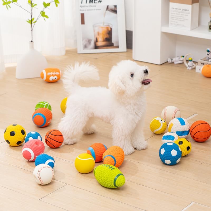Natural Latex Squeaky Dog Toy - High-Bounce Chew Ball for Small/Medium Puppies - Image 5