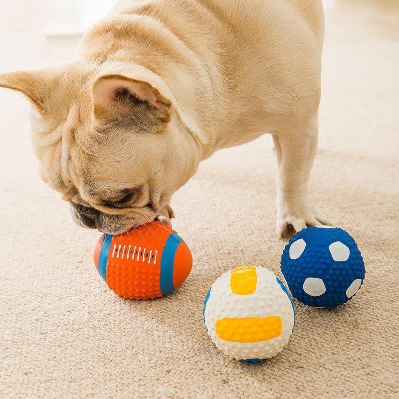Natural Latex Squeaky Dog Toy - High-Bounce Chew Ball for Small/Medium Puppies - Image 3