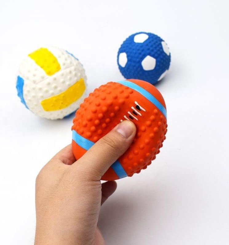 Natural Latex Squeaky Dog Toy - High-Bounce Chew Ball for Small/Medium Puppies - Image 4