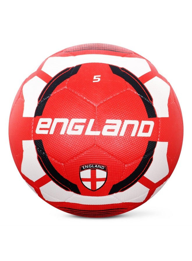 Vector X Country Colour England Rubber Moulded Indoor/Outdoor Football with Latex Bladder, White-Black-Red, Size 5, Suitable for Match and Training for Adults 15+ Years - Image 1