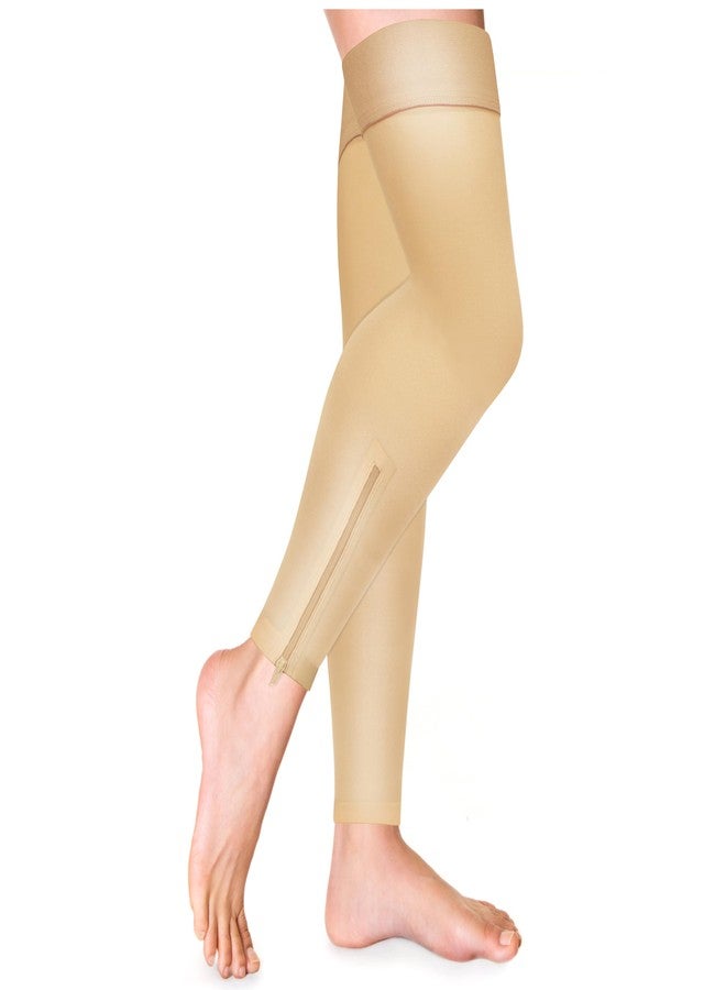 Truform Zipper Compression Stockings, 15-20 mmHg, Medical Thigh Length Leg Sleeve for Women and Men, Footless, Small - Image 1