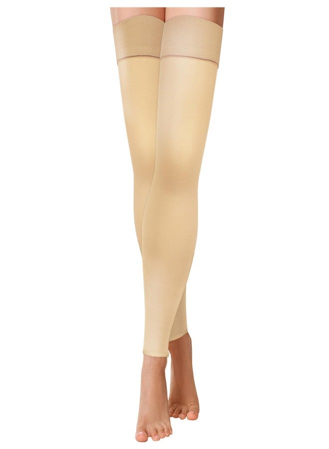 Truform Zipper Compression Stockings, 15-20 mmHg, Medical Thigh Length Leg Sleeve for Women and Men, Footless, Small - Image 2