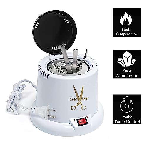 GoLashFun Nail Tool Sterilizer Machine,High Temperature Sterilizer Nail Tool Cleaning Pot for Nail Art Salon,Hair Cutting Scissors Cleaning Equipment (White with Glass Bead) - Image 5