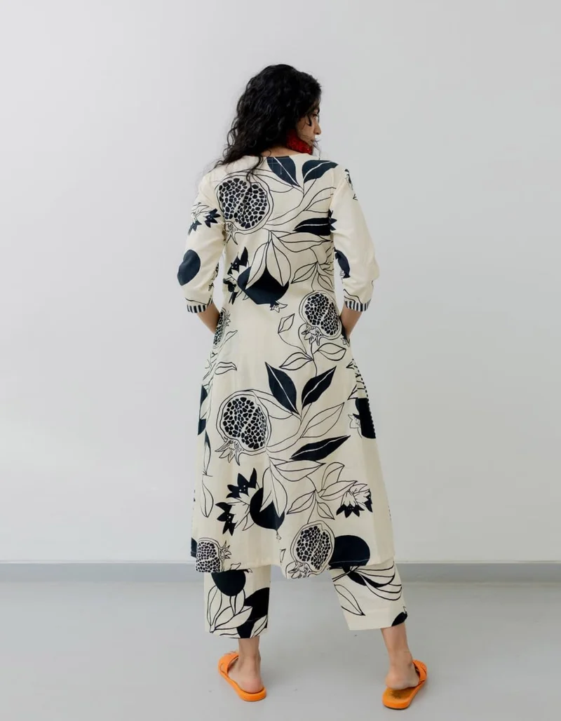 GoSriKi Women's Rayon Blend Straight Printed Kurta with Palazzo Beige