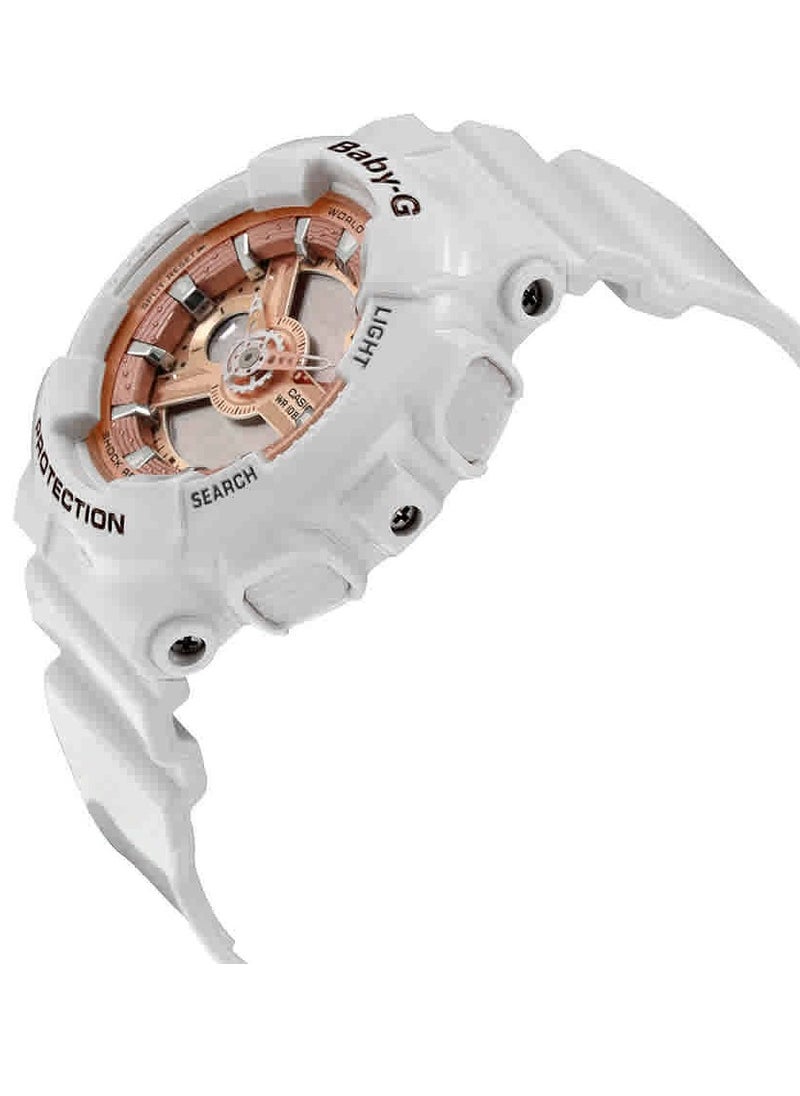 CASIO - Casio BA-110-7A1 Women's Baby-G Rose Gold Dial White Resin Strap Chrono Watch - Image 1