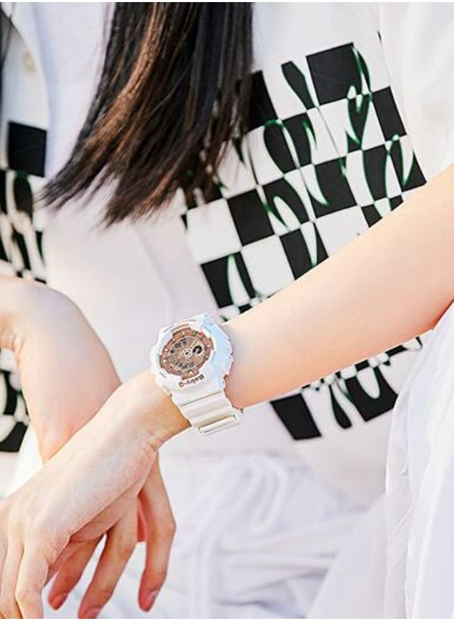 CASIO - Casio BA-110-7A1 Women's Baby-G Rose Gold Dial White Resin Strap Chrono Watch - Image 1