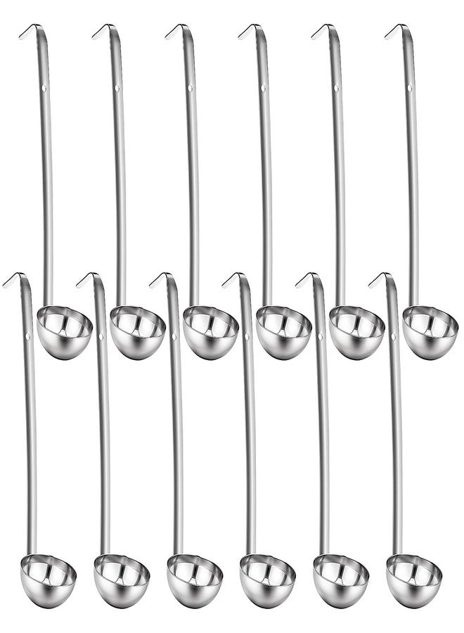 wutfuooo 12 Pieces Stainless Steel Soup Ladle Sturdy Soup Ladle with Long Handles Portion Control Serving Spoons for Cooking Soup Sauce Kitchen Home(2 oz) - Image 1