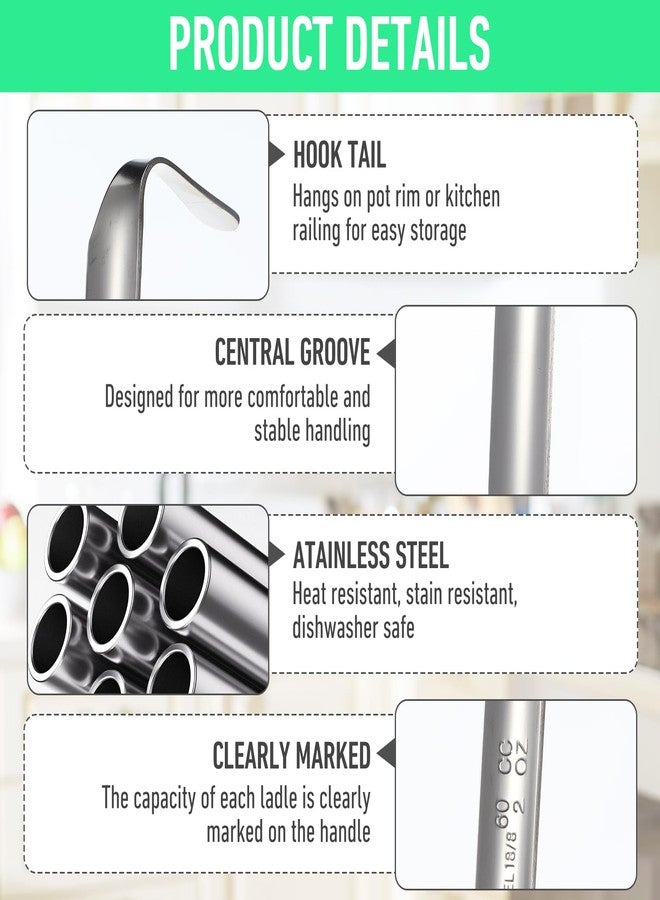 wutfuooo 12 Pieces Stainless Steel Soup Ladle Sturdy Soup Ladle with Long Handles Portion Control Serving Spoons for Cooking Soup Sauce Kitchen Home(2 oz) - Image 3