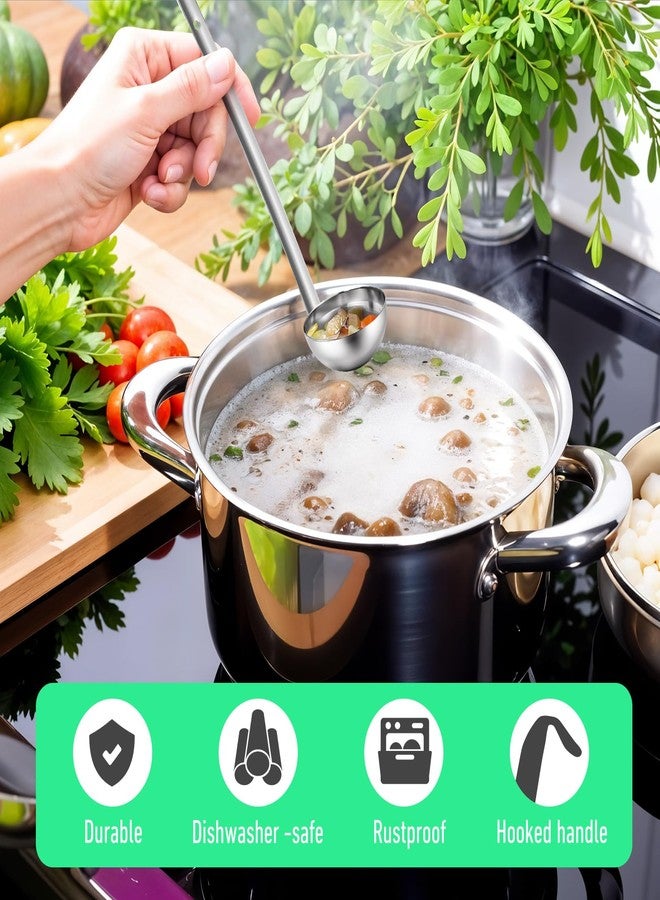 wutfuooo 12 Pieces Stainless Steel Soup Ladle Sturdy Soup Ladle with Long Handles Portion Control Serving Spoons for Cooking Soup Sauce Kitchen Home(2 oz) - Image 4