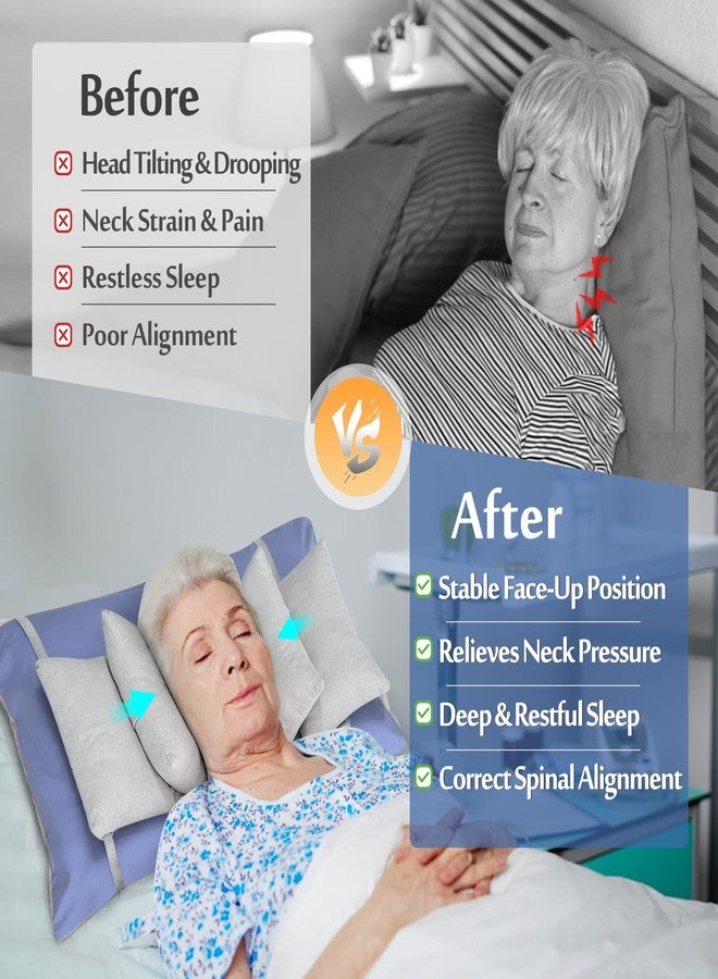 Mybow Head Stabilizer, Head Support Pillow for Elderly - Back Sleeping Aid for Post Surgery Recovery, Recliner & Wheelchair Headrest Cushion, Adjustable Neck Cradle (Grey) - Image 3