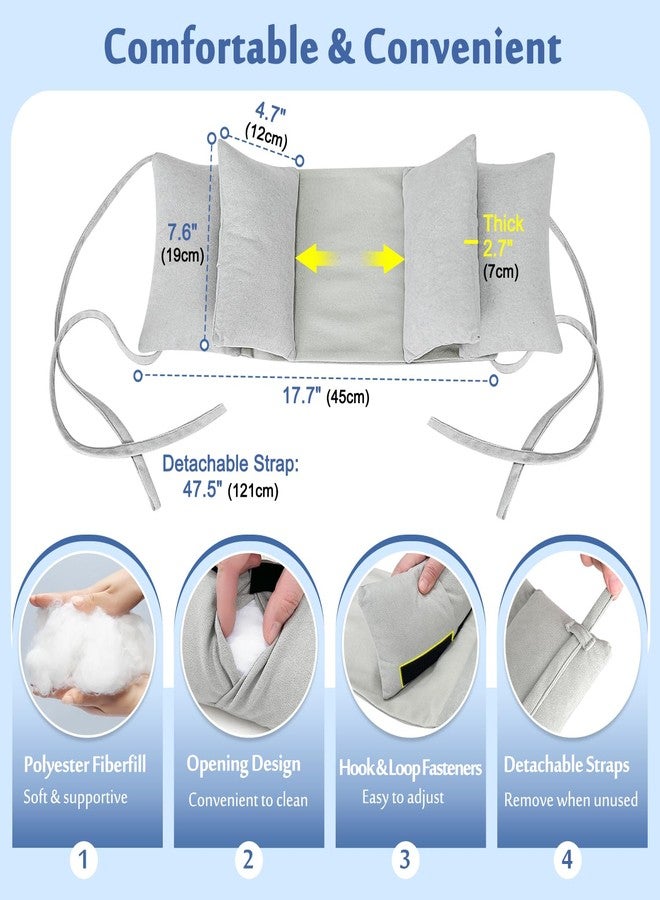 Mybow Head Stabilizer, Head Support Pillow for Elderly - Back Sleeping Aid for Post Surgery Recovery, Recliner & Wheelchair Headrest Cushion, Adjustable Neck Cradle (Grey) - Image 2