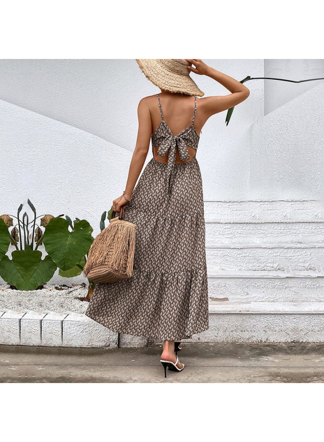 أغنية فتيا أفضل مبيع في العطلات الصيفية العارضة فستان كاميسول بطباعة هندسية - Image 4