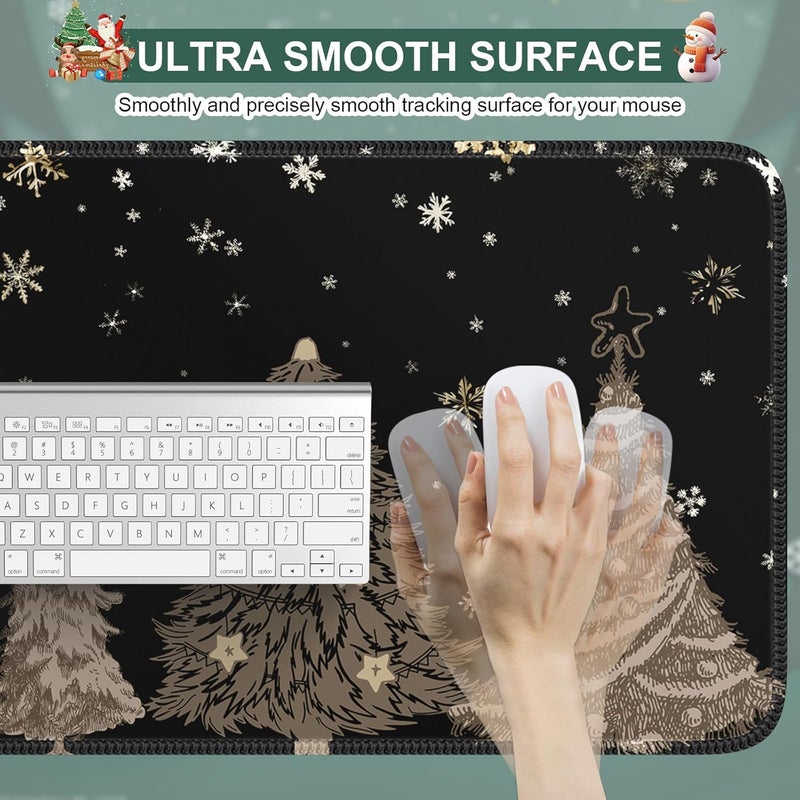 iCasso Black Desk Mat, Christmas Mouse Pad, Desk Matt for Desktop Accessories, Cute Desk Pad Mat, Large Mouse Pad for Desk, Anti-Slip Big Mousepad with Stitched Edges, Home Decoration - Image 4