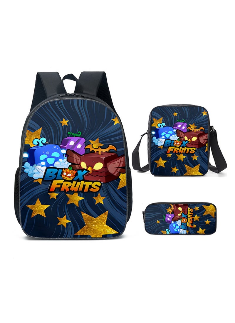 Blox - Blox Fruits Cartoon Backpack Three-piece Student School Bag - Image 1