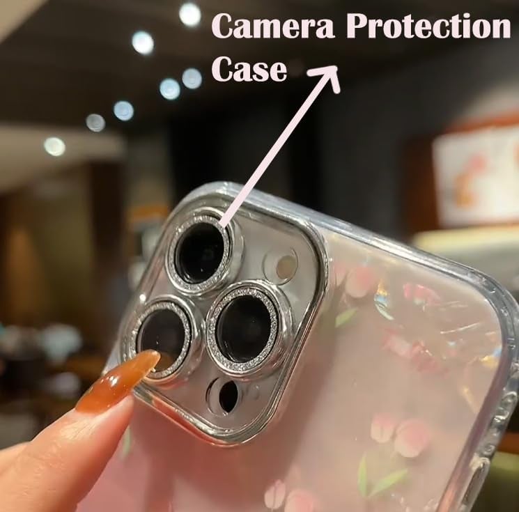 Mobistyle Back Cover Case for iPhone 15 | Camera Lens Protection | Tulip Flower Print Design for Women Teen Girls (Polycarbonate | TPU), Pink - Image 1