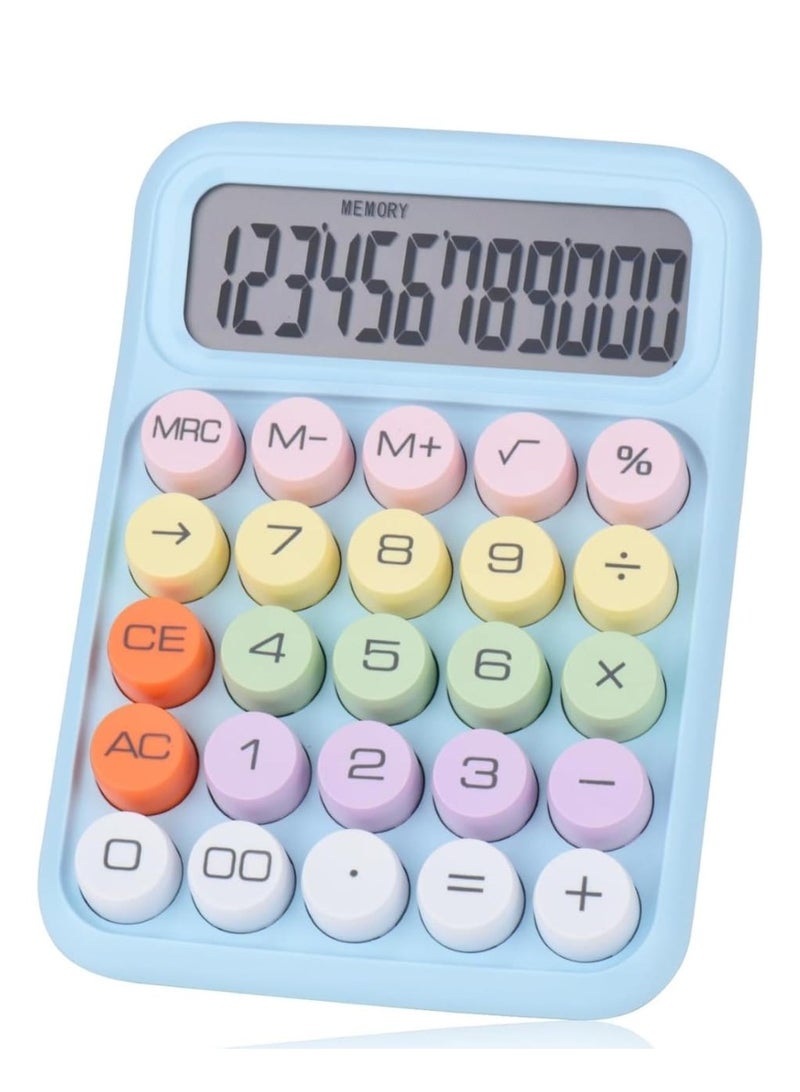 Mechanical Button Calculator with Automatic Shut Down, Battery Operated, 12-Digit Display, Large LCD Screen, Durable Office and Home Calculator - Image 1